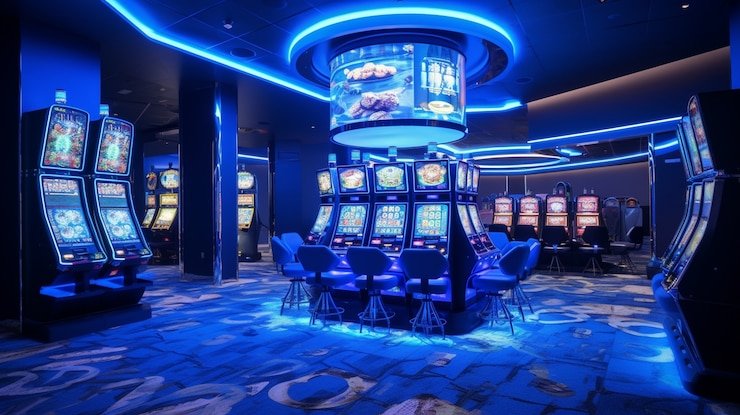 Pusat olahraga dan hiburan virtual bertema neon
